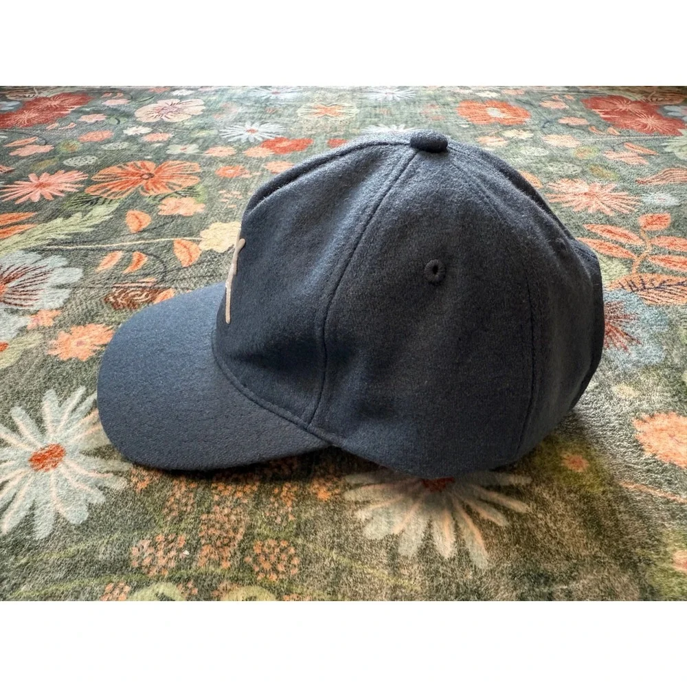 Texas Hill Country Provisions The Shepherd Blue Wool Blend Strapback Hat TX Logo